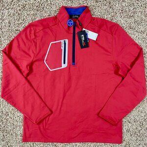 RLX Ralph Lauren 1/4 Zip Luxury Jersey Fleece Sweatshirt Starboard Red, Men's L